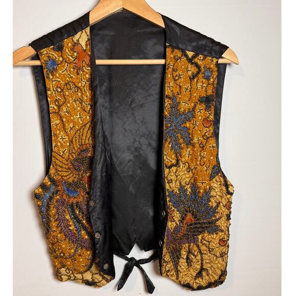 Vintage Kenar Gold Beaded Bird Vest No Tag. - Picture 4 of 4
